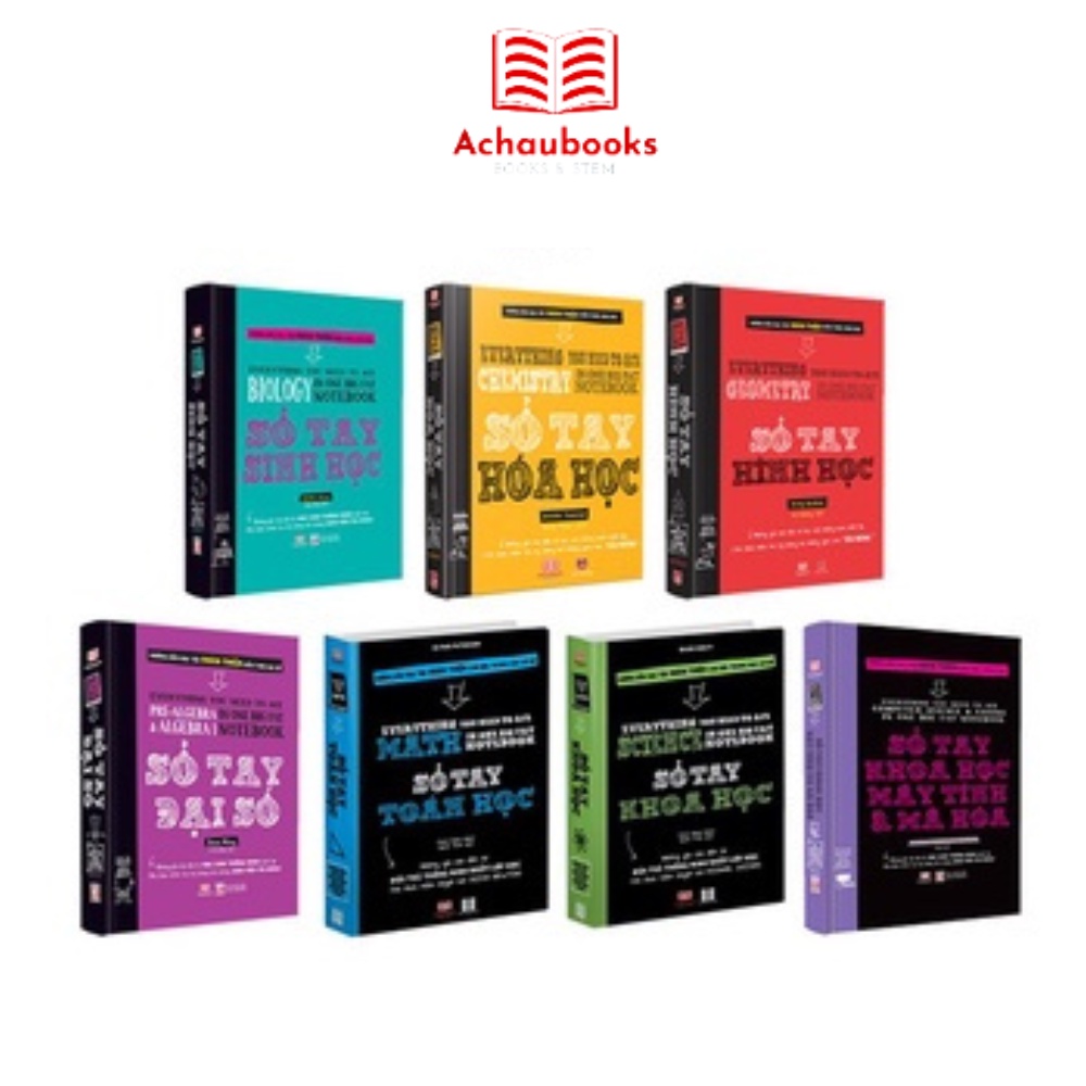 Sách sổ tay học tập hình, hóa, toán, sinh, đại số, khoa học, máy tính và mật mã - Á Châu Books
