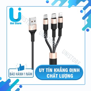 ✢CHÍNH HÃNG✢Cáp sạc nhanh 2A Hoco X26 - 3 đầu ✔Lightning ✔Micro-USB ✔Type-C