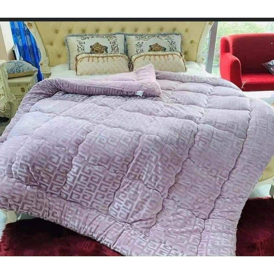 (DEAL SỐC)  Chăn Lông Cừu, Mền Bông Chữ Vạn Màu Vàng Cam Hàng Nhập Đại Hàn Cao Cấp - Hàng Loại 1, bông sạch