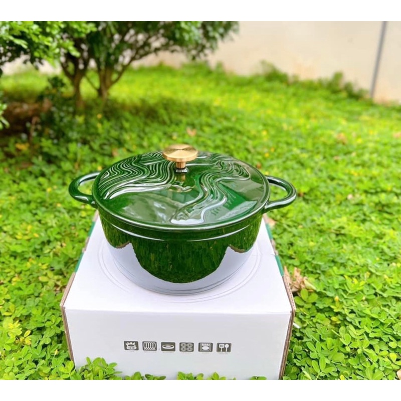 (Sẵn) Nồi gang Happiness size 26 nồi luộc gà