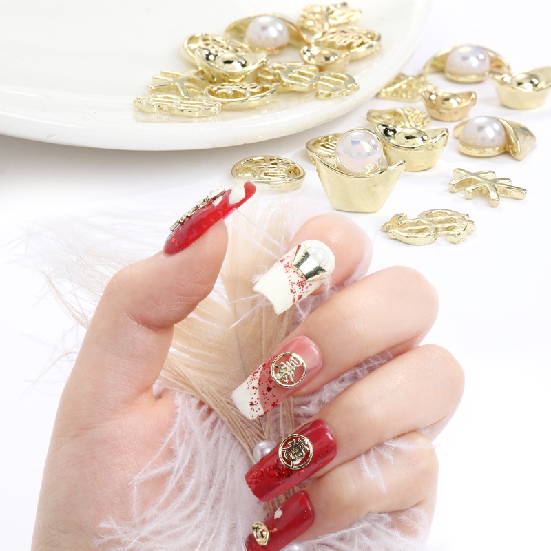 Phụ Kiện Trang Trí Móng Tay May Mắn Bằng Hợp Kim Mạ Điện Diy