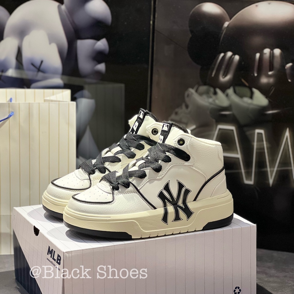 Giày NY MLB Liner Đen Cao Cổ Đế 5cm Giày Tăng Chiều Cao Giày Sneaker Nam Nữ Giày Thể Thao NY Chunky Newyork Hig Mới