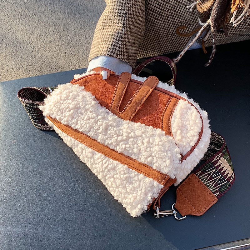 Túi Đeo Chéo Bằng Lông Cừu Phong Cách Hàn Quốc Cho Nữ