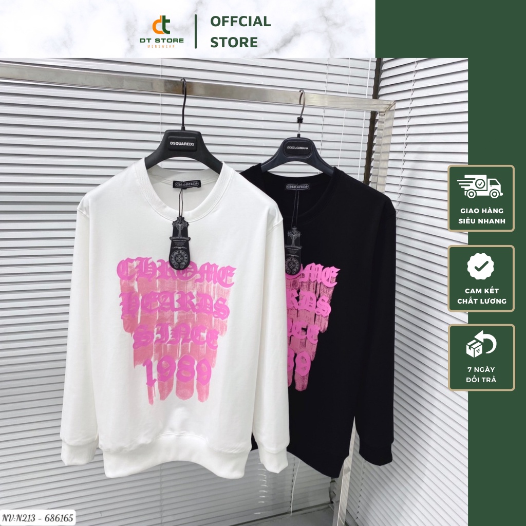 Áo Sweater Nam Phối Họa Tiết Chữ In 3D MÀu Hồng Cực Chất - Áo Nỉ Nam Nữ Chất Nỉ Da Cá Cao Cấp DT STORE MENWEAR