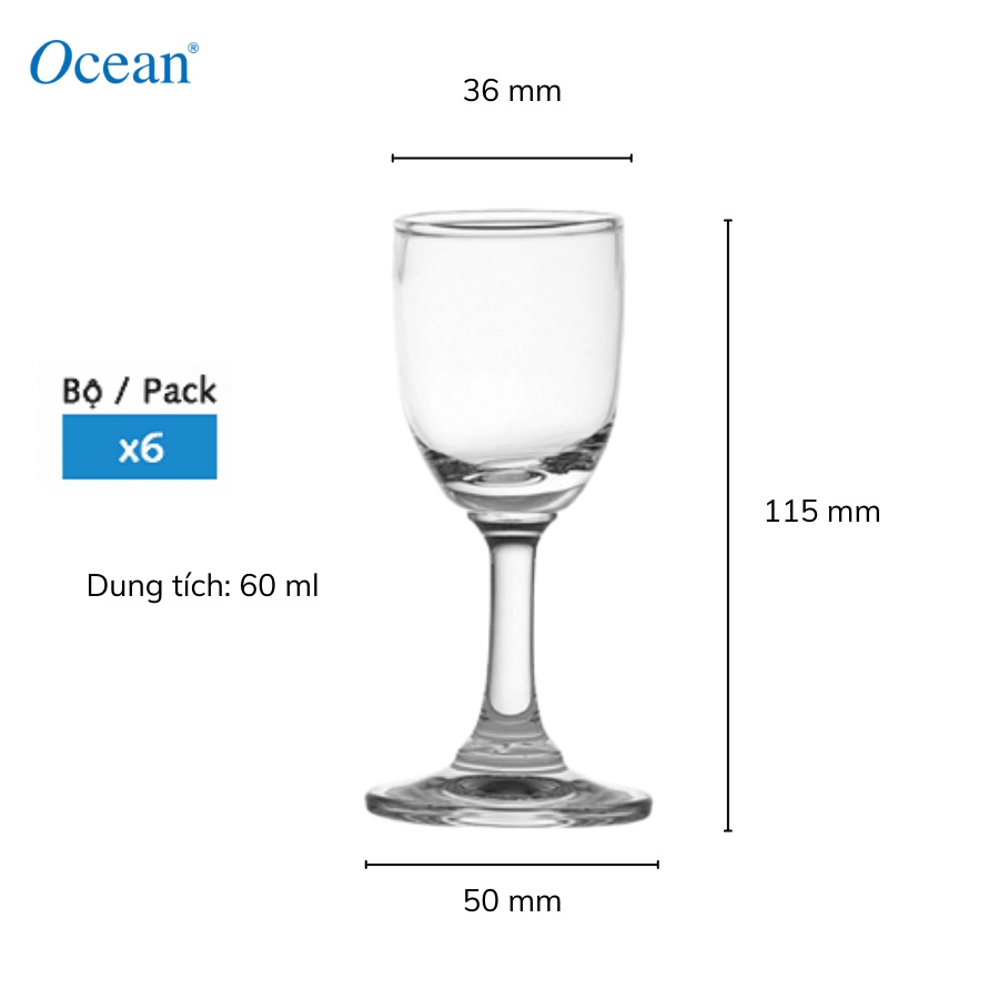 Bộ 6 ly rượu Classic Liqueur 60ml