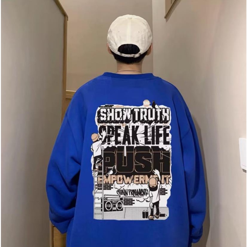 Áo Sweater Dáng Rộng Cổ Tròn Tay Dài In Chữ Màu Xanh Lá Thời Trang Mùa Thu Cho Học Sinh Nam Và Nữ