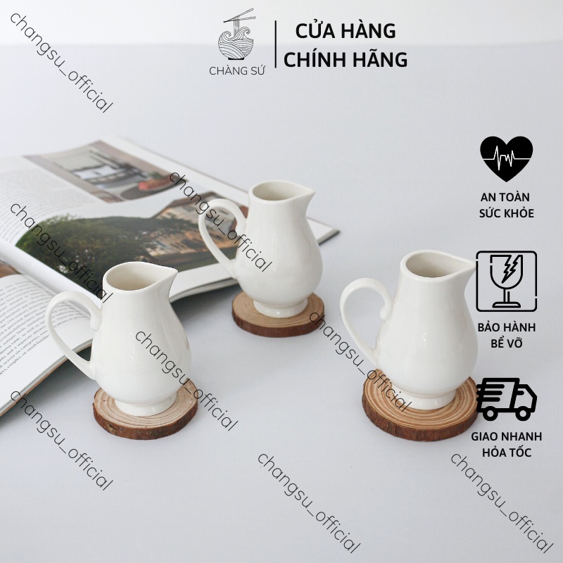 Bình rót sữa, mật ong, siro, tiệc trà sứ trắng Minh Châu - Vỡ 1 đổi 1 | BigBuy360 - bigbuy360.vn