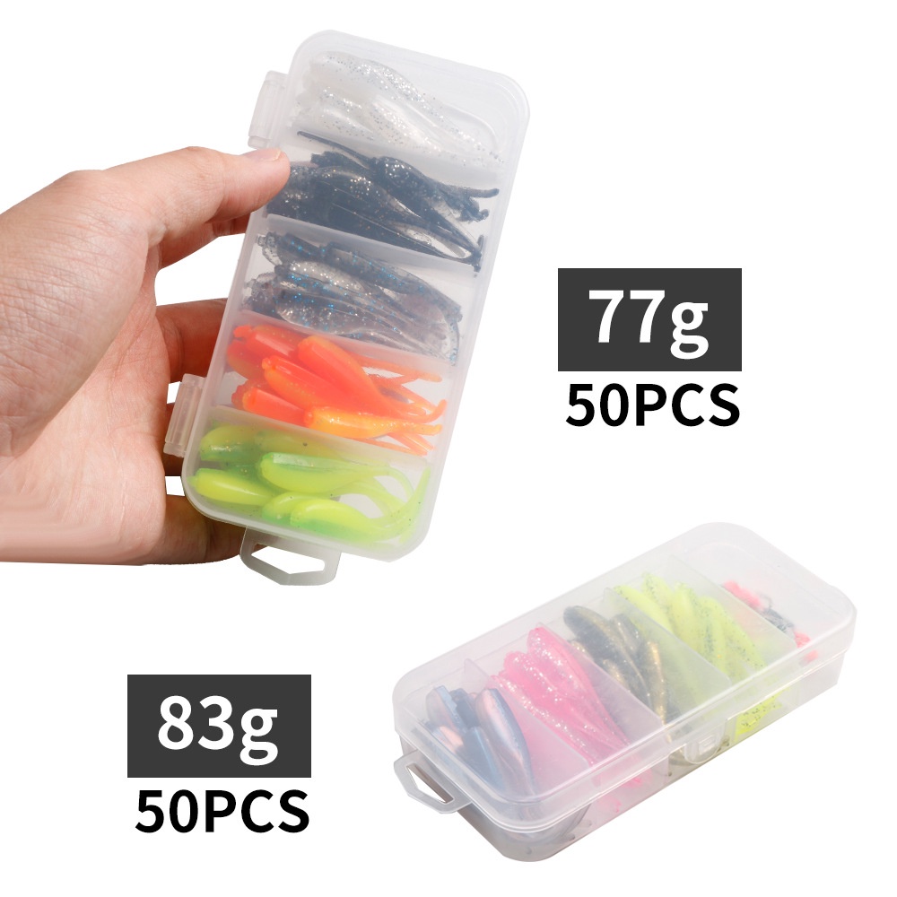 Hộp 50 mồi giả câu cá MAVLLOS mềm 5cm