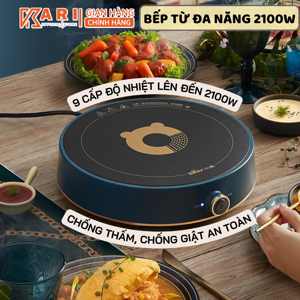 Bếp Từ BEAR Tròn Cảm Ứng Nhiệt 2100W, 9 Chế Độ, Chống Giật Chống Cháy Xát Nồi Hiện Đại