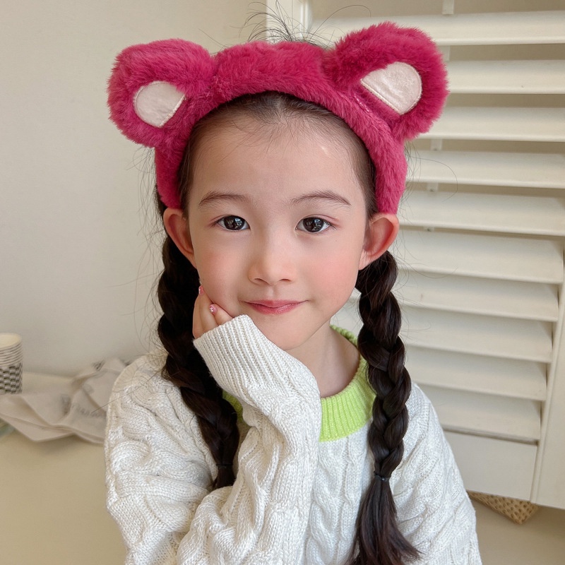 Băng Đô Cài Tóc Rửa Mặt Hình Gấu / Dâu Tây Nhồi Bông