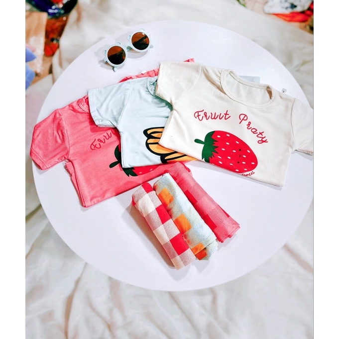 Set hè cộc tay ,chất thun lạnh siêu mềm siêu mát , mẫu hoa quả cho bé