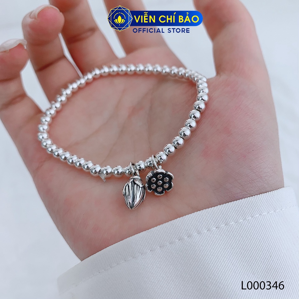 Lắc tay bạc nữ bi charm sen chất liệu bạc Thái 925 thời trang phụ kiện trang sức Viễn Chí Bảo L000346