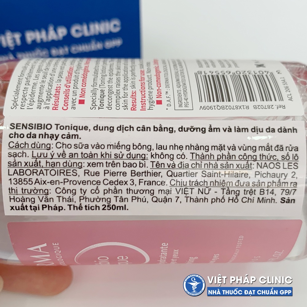 Toner Bioderma Sensibio Tonique Nước hoa bồng cho da nhạy cảm 250ml