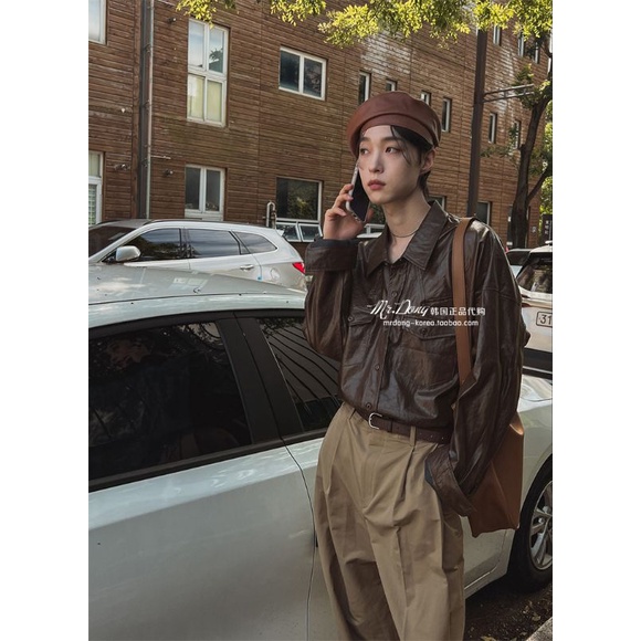 Áo Khoác SơMi Da Nhăn Phong Cách Vintage MrDong