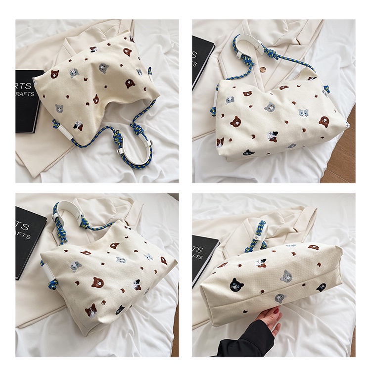 Túi Xách Đeo Vai Vải Bạt Sức Chứa Lớn Mẫu Mới 2022 Phong Cách Nhật Bản Dễ Phối Đồ Cho Nữ