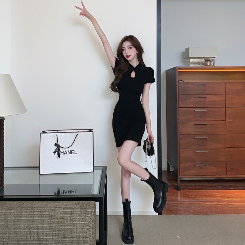 Đầm Dạo Phố Thun Đen Chất Đẹp