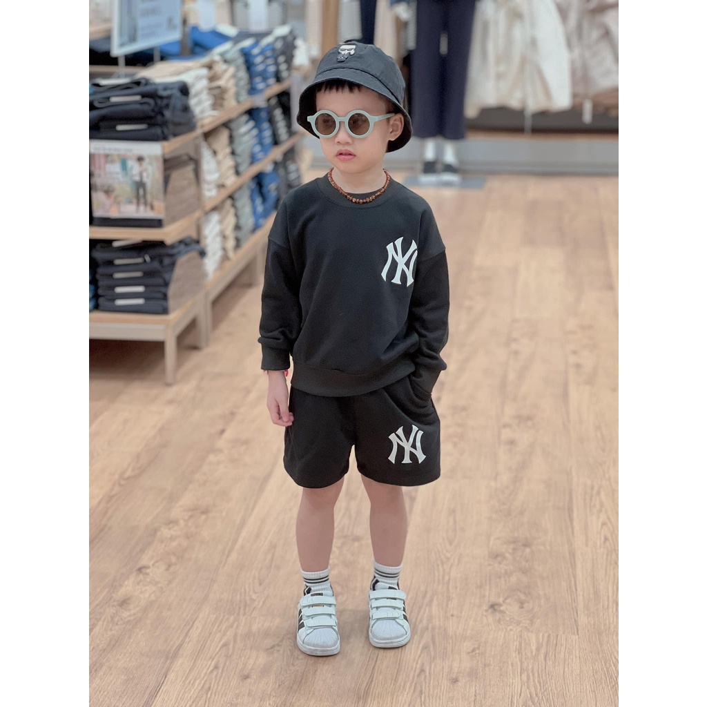 Set áo sweater quần cộc logo basic cho bé, bộ quần áo trẻ em unisex,Kid_genZ