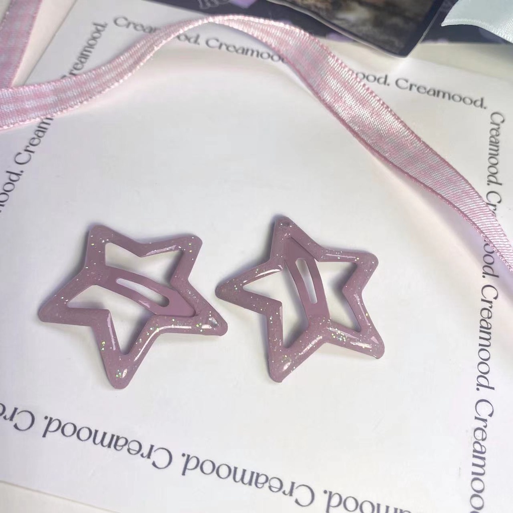 Kẹp Tóc Ngôi Sao Năm Cánh Lấp Lánh BB Y2k Màu Bạc Mới Cho Trẻ Em