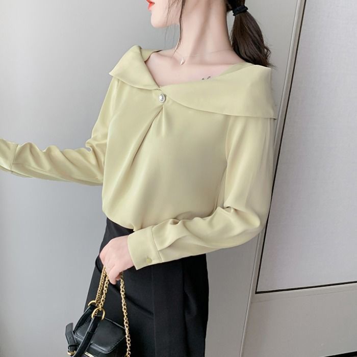 Áo Sơ Mi Chiffon Trắng Tay Dài Phong Cách Mới