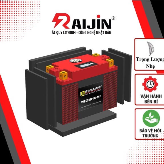 Bình ắc quy xe máy lithium WEX6R27-MF điện áp 12,8V 580CCA nhập khẩu USA dành cho xe mô tô dung tích xi-lanh lớn.