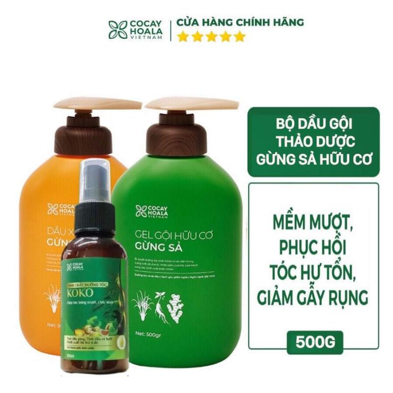 Dầu Gội Xả Hữu Cơ Gừng Sả Ngăn Bết Tóc và Giảm Gàu Ngứa 500g