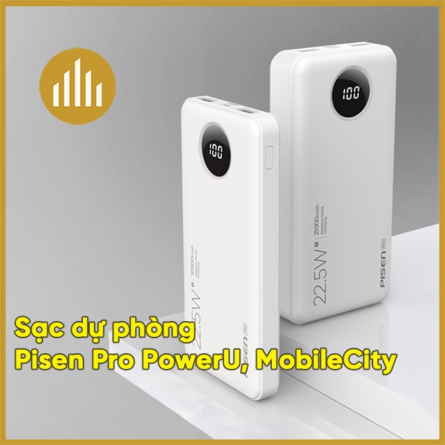 Sạc dự phòng Pisen Pro PowerU 21000mAh 22.5W - BH 12 tháng, 1 đổi 1 - MobileCity
