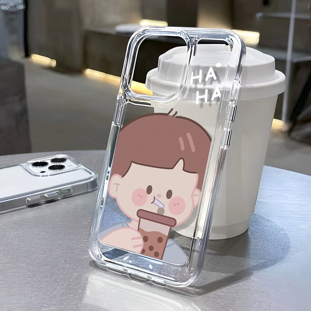 Ốp Điện Thoại Trong Suốt Hình Trà Sữa Cho iphone 14ProMax 14Plus 13 11 12 7Plus X XR XS Max 8 7