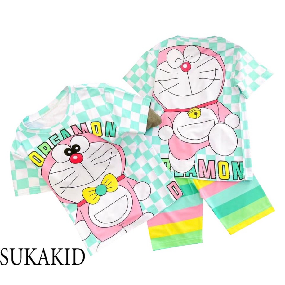 ( Km ) Bộ quần áo hinh bé dắt thỏ karo doremom. bé gấu máy ảnh 6kg đên 40kg.GN010.