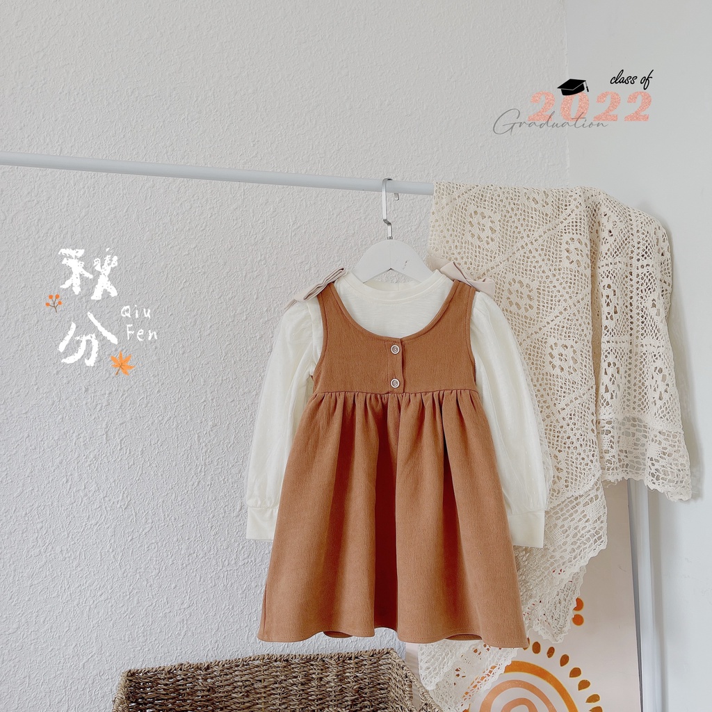 (2-8 tuổi)Set áo + yếm váy chất nhung chéo mềm cho bé gái sz nhỡ 2-8 tuổi (Mã 141)