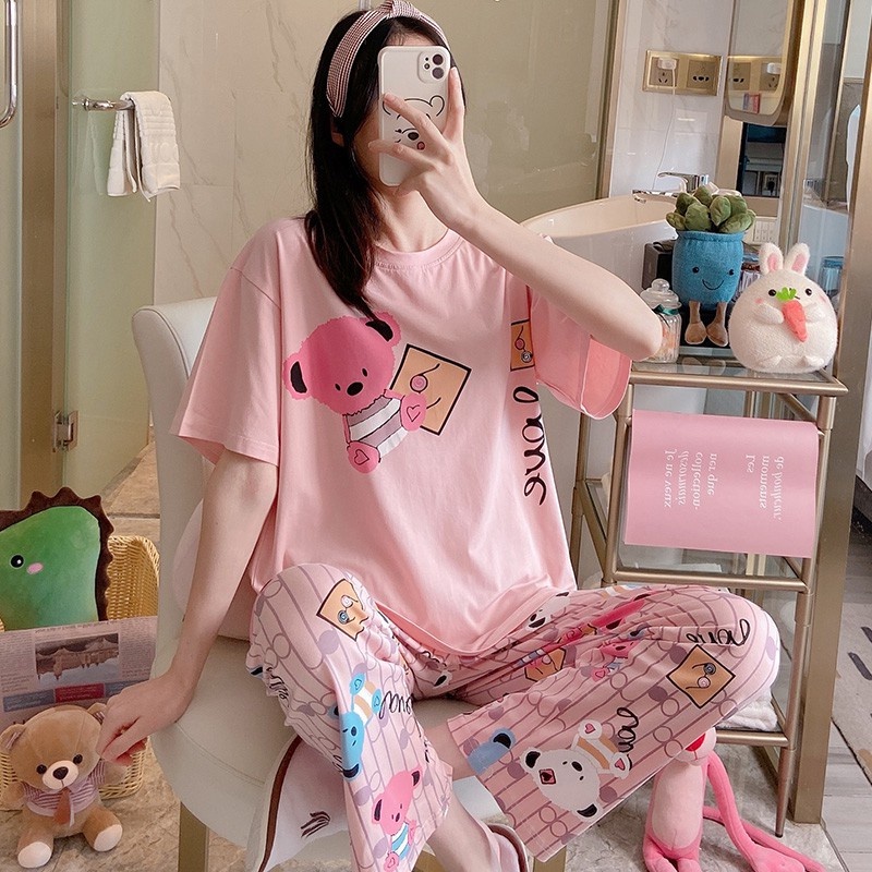 Đồ bộ Nữ mặc nhà dễ thương chất liệu Cotton đầy đặn mát mịn  mã 01