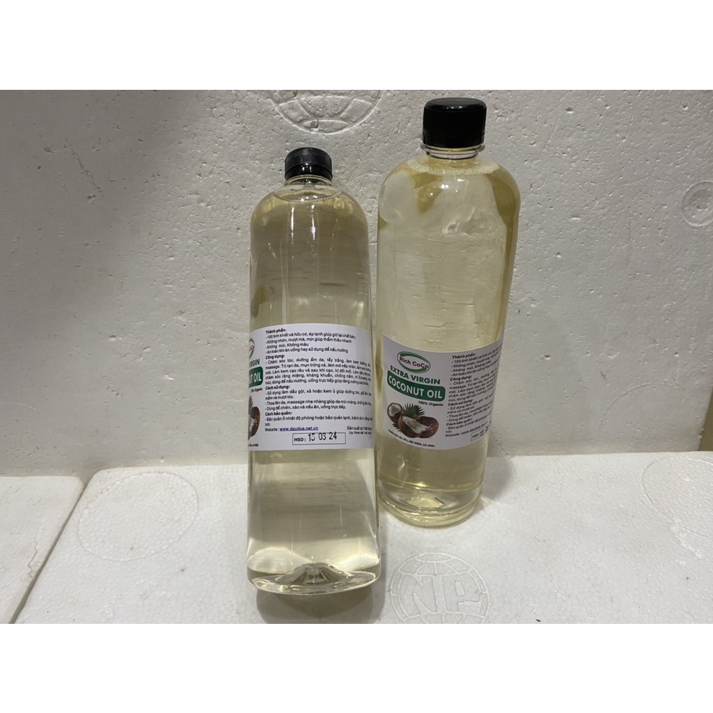 DẦU DỪA HỮU CƠ ÉP LẠNH - RICH COCO – EXTRA VIRGIN COCONUT OIL – CHAI 1 LÍT