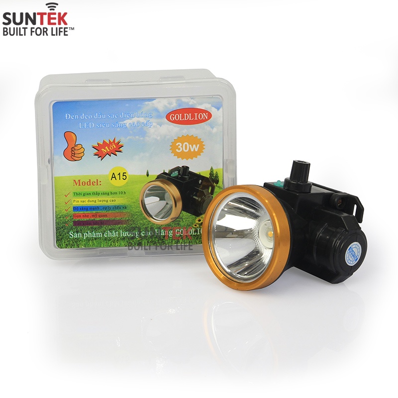 Đèn Pin LED Đội Đầu SUNTEK A15 - Công suất 30W | Ánh sáng Trắng/Vàng - Hàng Chính Hãng - Bảo hành 1 năm