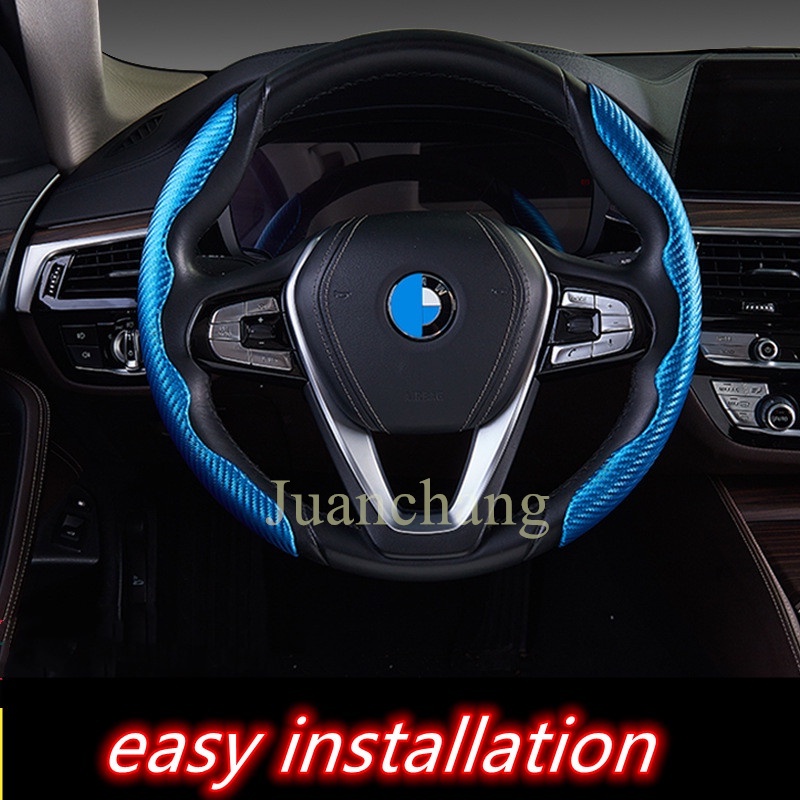 Vỏ Bọc Vô Lăng Xe Hơi Bằng Silicon Sợi Carbon Chống Trượt 2 Halves 38cm 15inch