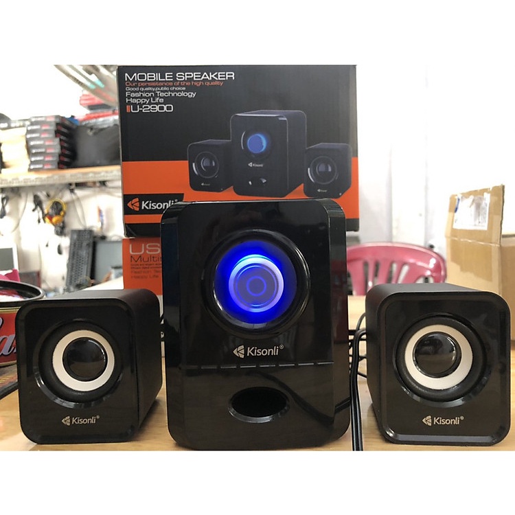 Loa máy tính, speaker PC mini 2.0 Kisonli K500 Bass Căng - Màu Hồng / Đen / Trắng decor phòng - Chính hãng, rẻ vô địch