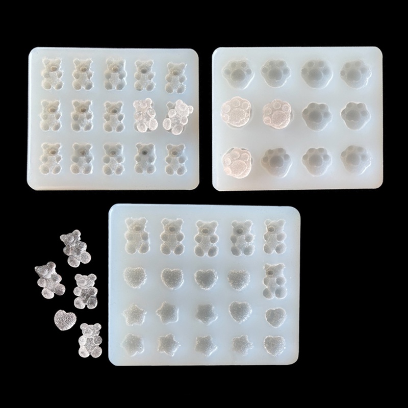 Khuôn silicone Làm Kẹo / Sô Cô La / Nến Thơm Hình Trái Tim / Gấu Mini diy