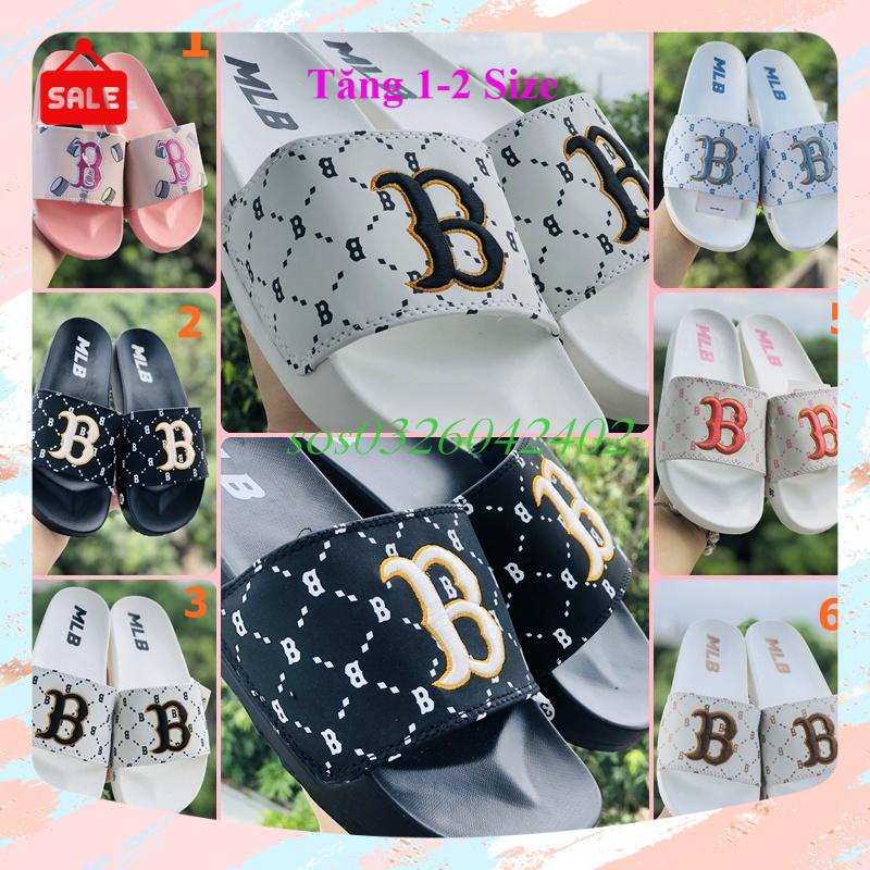Dép unisex 𝐌𝐋𝐁 thêu nỗi chữ B ❤️FREESHIP + Hộp❤️ dép mlb quai ngang thể thao nam nữ hot trent, kèm tem tag má c đầy đủ