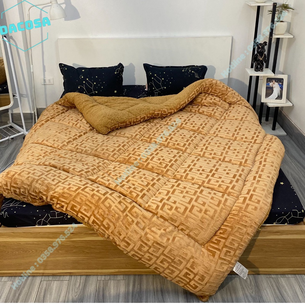 Chăn lông cừu chữ vạn 2mx2m3 chăn mùa đông dày bông đắp nhẹ siêu phẩm 2022 nặng 3.3kg