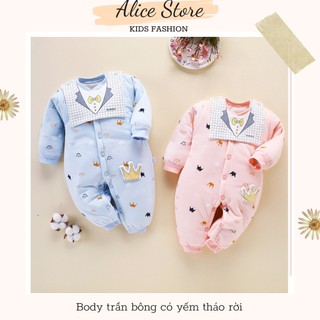 Quần áo trẻ em mùa đông💖FREESHIP💖  Bộ body cotton trần bông có yếm tháo rời cho bé nam nữ năm 2022