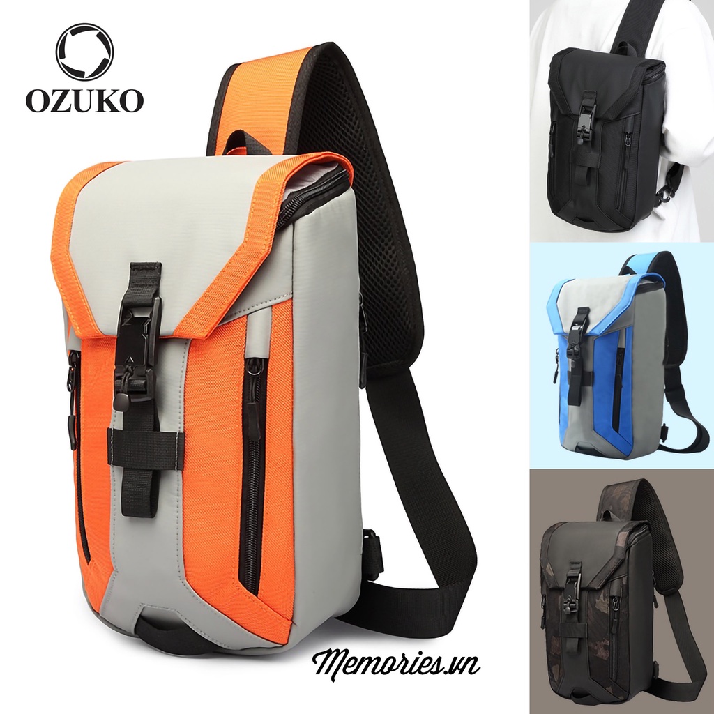 Balo chéo OZUKO Messenger thời trang màu lính - Chính hãng đựng máy ảnh, điện thoại - Du Lịch, Chống Thấm Nước
