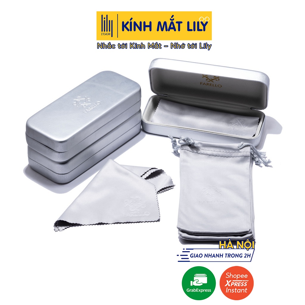 Set hộp da đựng kính FARELLO bảo vệ gọng