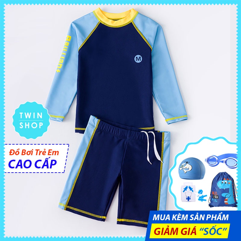 Đồ Bơi Bé Trai Tay Áo Dài Chống Nắng Kiểu Hàn Quốc, Chất Liệu Vải Cao Cấp, Nhiều Size Lớn Lựa Chọn, Hình In Đẹp Sắc Nét