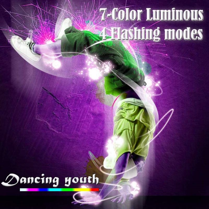 Disco Dance Party Whip LED Fiber Optic Dancing Battery Power 7 Colors 4 Glowing Modes Sparkle Flow Toy 360° Swivel Rave EDM