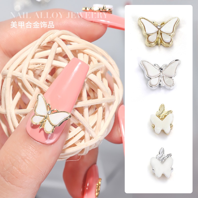 (MớI) Miếng DáN Trang Trí MóNg HìNh BướM ĐíNh Kim Sa