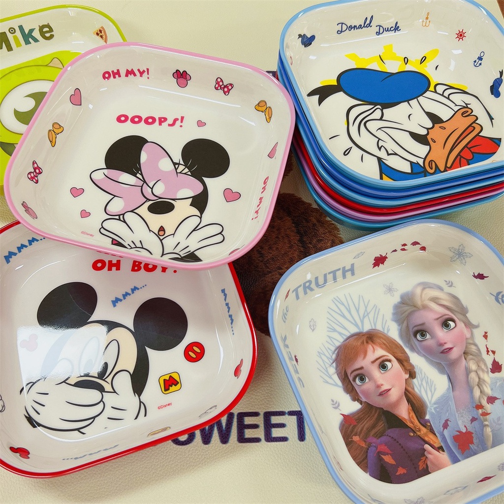 Đĩa Melamine Chống Sốc Hình Disney Cho Bé Ăn Sáng