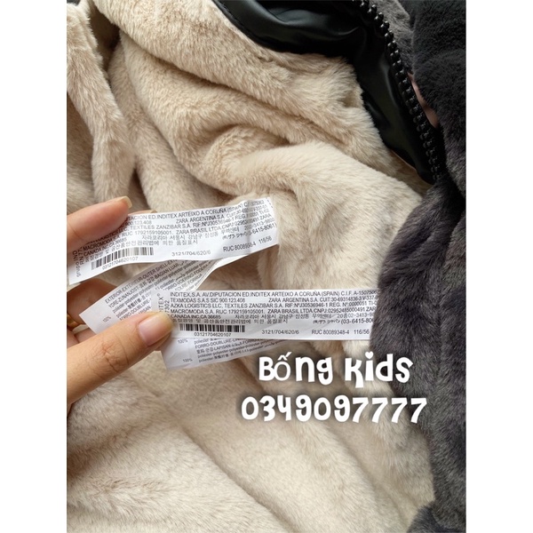 Áo Parka Bé Gái &amp; Bé Trai Lót Lông Da PU ZR