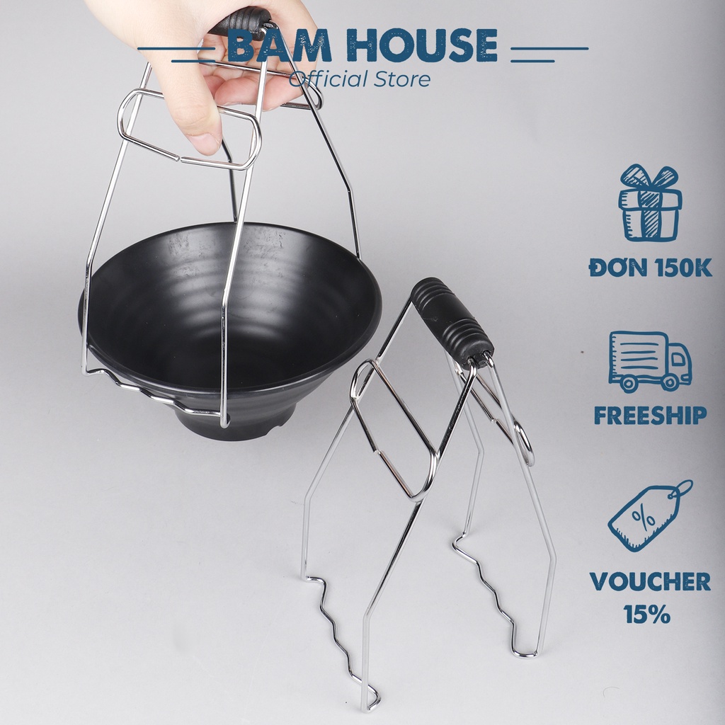 Dụng cụ gắp bát đĩa nóng inox Bam House có cán bọc cao su cao cấp GDN01