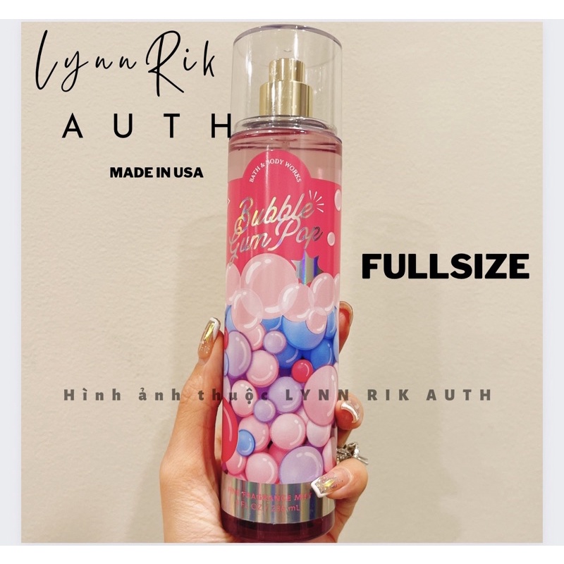 Auth_Full size BUBBLE GUM POP | ORANGE VANILLA TWIST  - XỊt Thơm Toàn Thân Body Mist Bath & Body Works