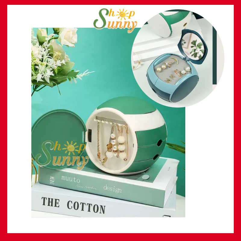 Hộp đựng cất đồ trang sức khuyên tai,lắc ,vòng tay,nhẫn có gương chống oxy hóa phụ kiện thời trang