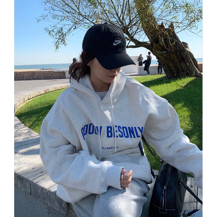 Áo Hoodies Tay Dài Hoạ Tiết Chữ In Phong Cách Hàn Quốc