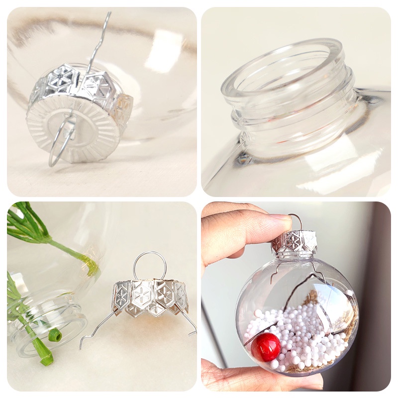 Quả Cầu Tuyết Trắng Trong Suốt Trang Trí Cây Thông Noel Kích Thước 6 / 8 / 10cm